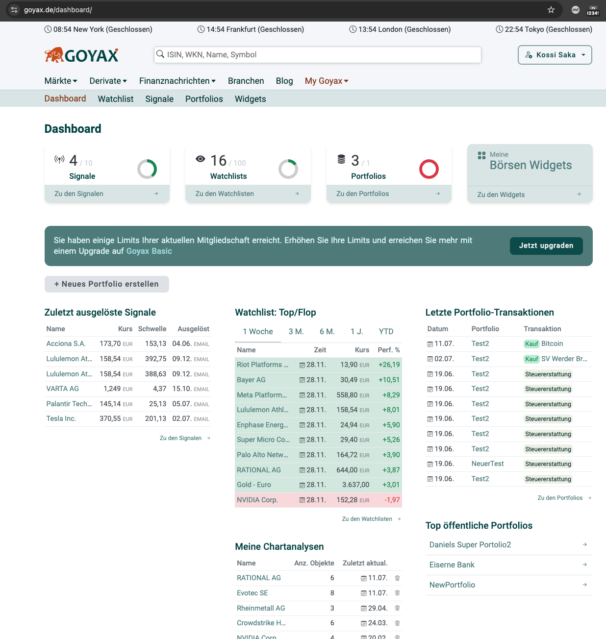 Goyax.de - Financial Data Platform screenshot 1
